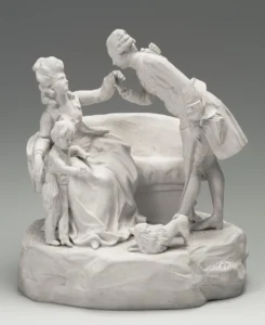 Der Handkuss (ca. 1785), Schrühbrand der Wiener Porzellanmanufaktur nach einem Entwurf von Anton Grassi
 © Berliner Kunstgewerbemuseum