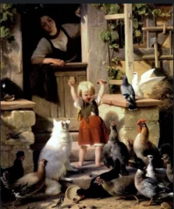 Das Kind im Hühnerstall
Gemälde von Jakob Becker (1810 - 1872)