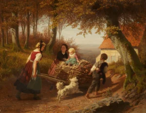 Heimkehr vom Reisigsammeln
Gemälde von Christian Eduard Boettcher (1818 - 1889)